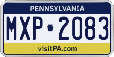 PA license plate MXP2083