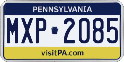 PA license plate MXP2085
