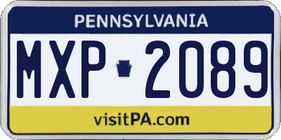 PA license plate MXP2089