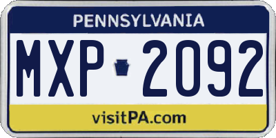 PA license plate MXP2092