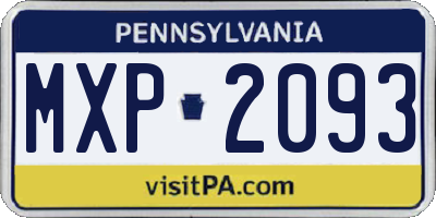 PA license plate MXP2093