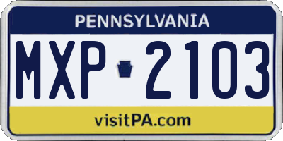 PA license plate MXP2103