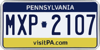 PA license plate MXP2107