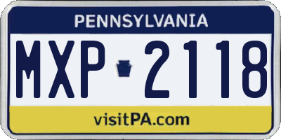 PA license plate MXP2118