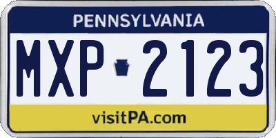 PA license plate MXP2123