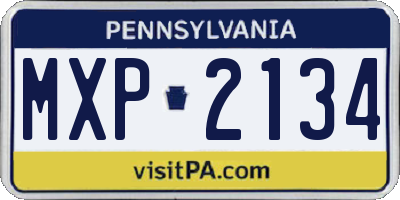 PA license plate MXP2134