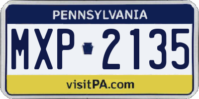 PA license plate MXP2135