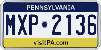 PA license plate MXP2136