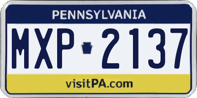 PA license plate MXP2137