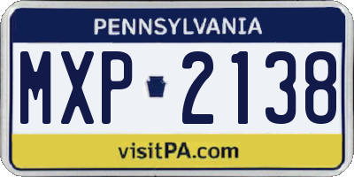 PA license plate MXP2138