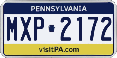 PA license plate MXP2172