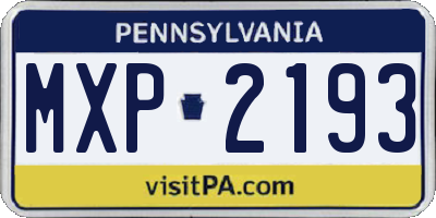 PA license plate MXP2193