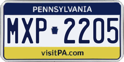 PA license plate MXP2205