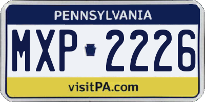 PA license plate MXP2226