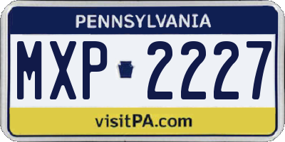 PA license plate MXP2227