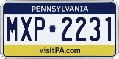 PA license plate MXP2231