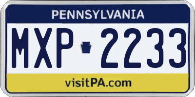PA license plate MXP2233