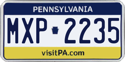 PA license plate MXP2235
