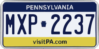 PA license plate MXP2237