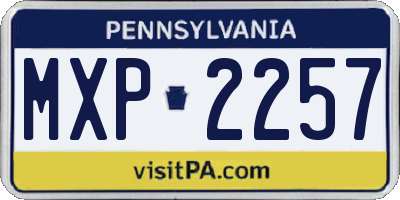 PA license plate MXP2257