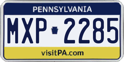 PA license plate MXP2285