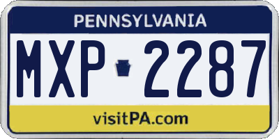 PA license plate MXP2287