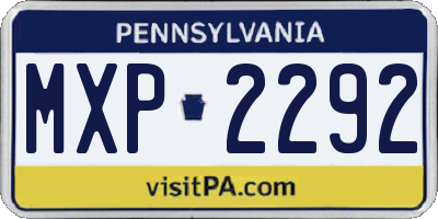 PA license plate MXP2292