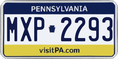 PA license plate MXP2293