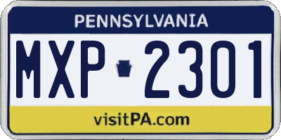 PA license plate MXP2301