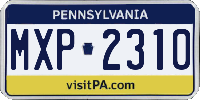 PA license plate MXP2310
