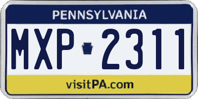 PA license plate MXP2311