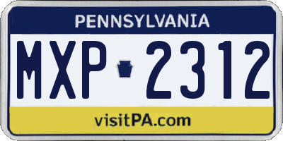 PA license plate MXP2312
