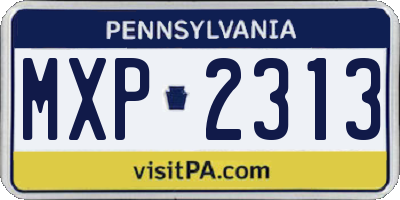 PA license plate MXP2313
