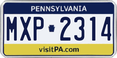 PA license plate MXP2314