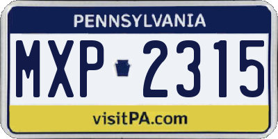 PA license plate MXP2315