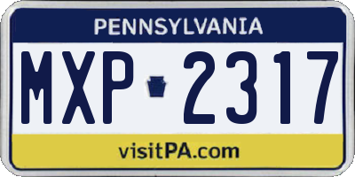PA license plate MXP2317