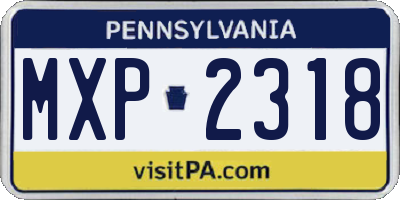 PA license plate MXP2318