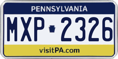 PA license plate MXP2326
