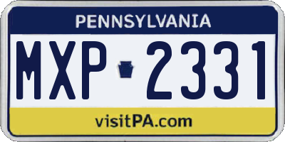 PA license plate MXP2331