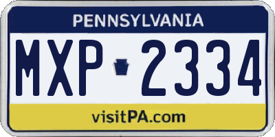 PA license plate MXP2334