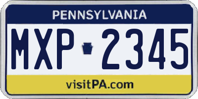 PA license plate MXP2345