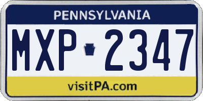 PA license plate MXP2347