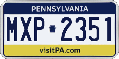 PA license plate MXP2351