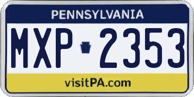 PA license plate MXP2353