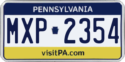 PA license plate MXP2354