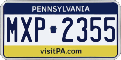 PA license plate MXP2355