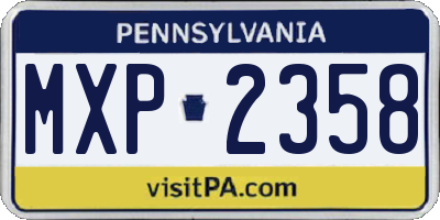 PA license plate MXP2358