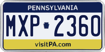PA license plate MXP2360