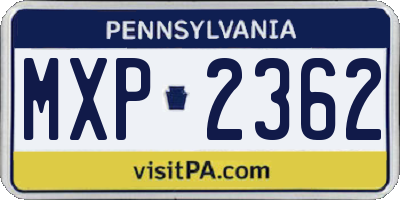 PA license plate MXP2362