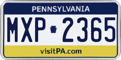PA license plate MXP2365